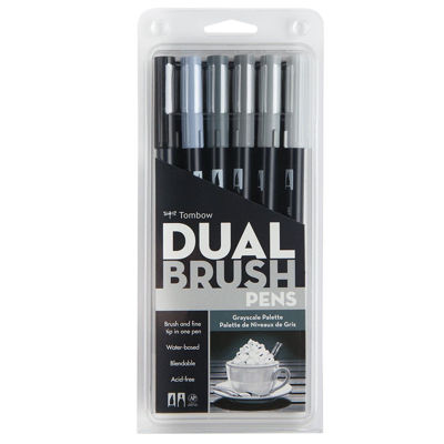  TB56166 	 Tombow Abt Dual Brush Marker 6 Set - Gray Scale 