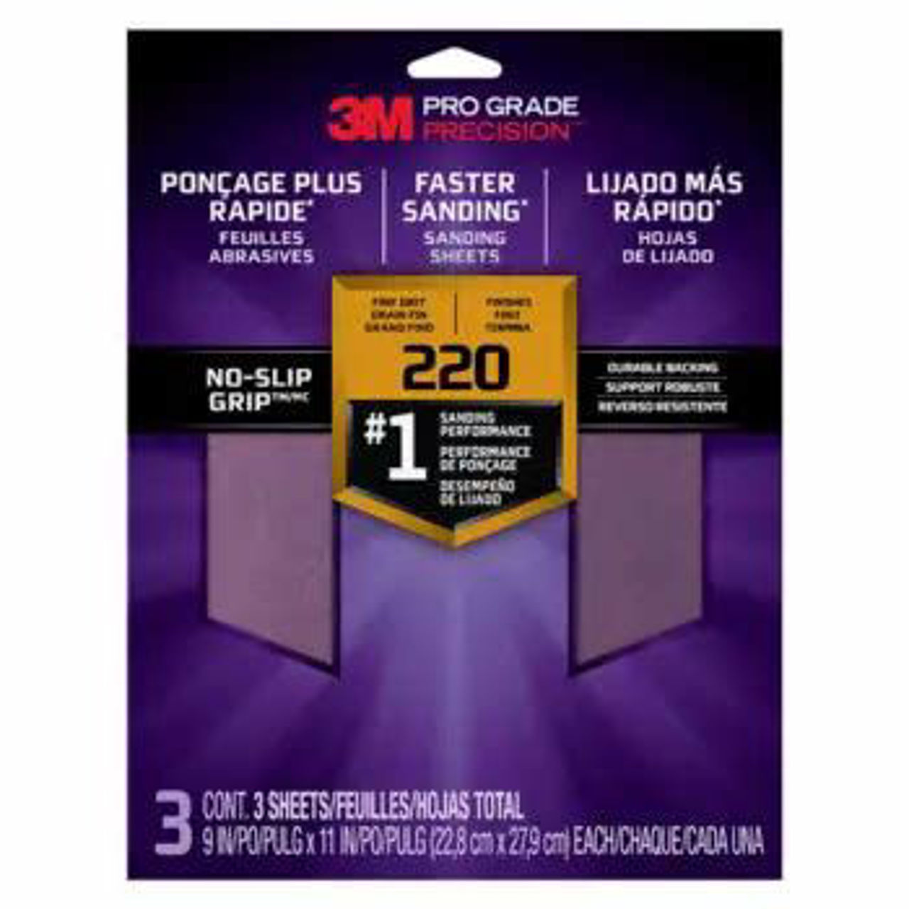 Show details for 3M Sandpaper  Very Fine P220 9 in x 11 in 4/pack Picture of 3M Sandpaper  Very Fine P220 9 in x 11 in 4/pack