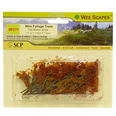 WE00311 : Weescapes Wire Foliage Trees-Fall Mixed-1.5'' To 3'' 24Pk